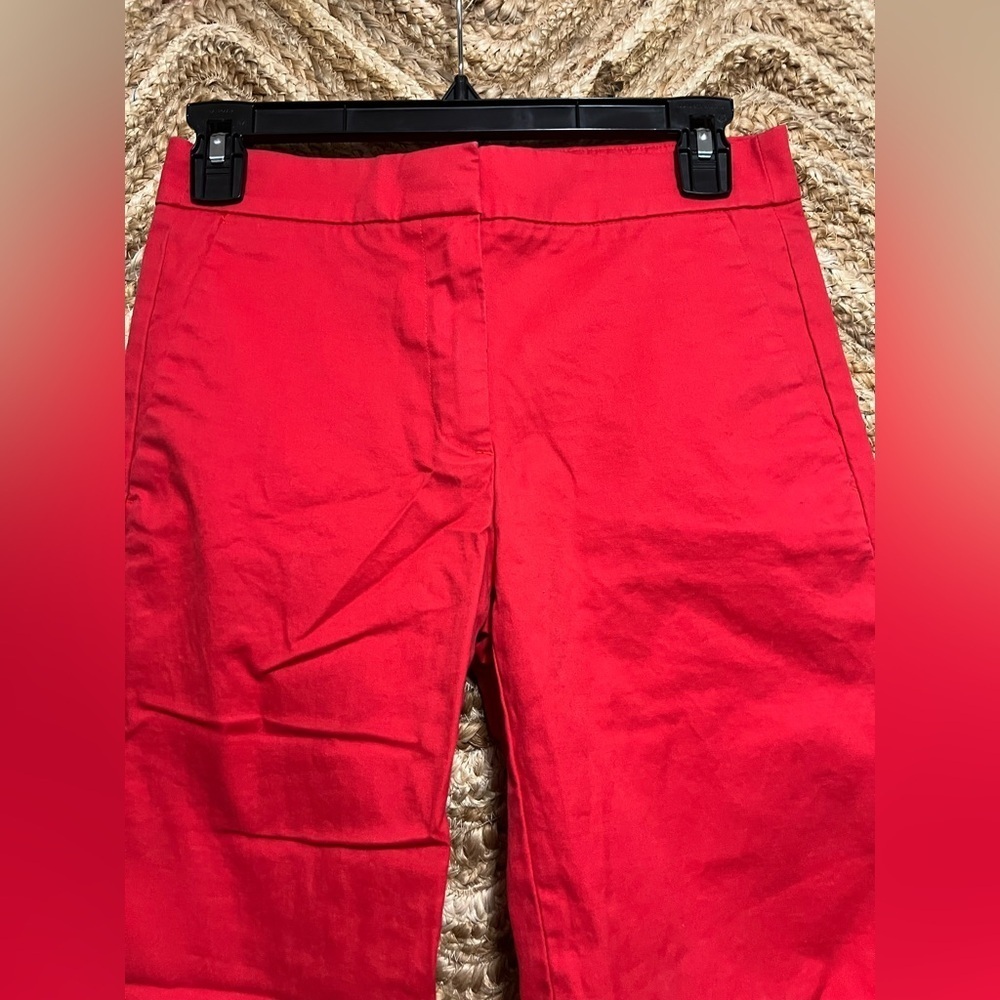 J. Crew Women's Bright Red Stretch Dress Capri Pants,Size 00 - Picture 2 of 10